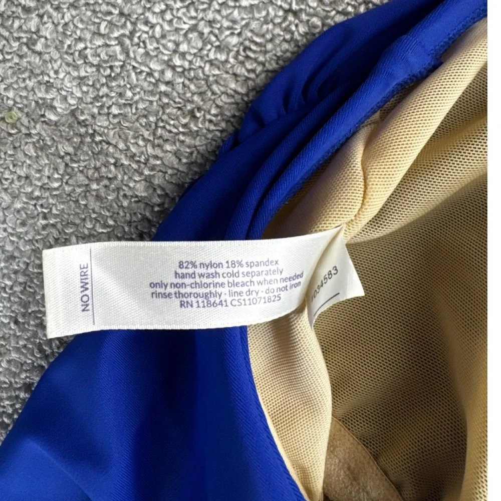 Cacique One Piece Swimsuit Plus Size 22 Royal Blue Halter Gold Hardware Wireless